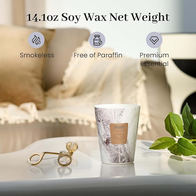 M&SENSE Summer Night Scented Candles for Home, Lead-Free Wick Highly Scented Jar Candles, 14.1 Oz 80 Hours Lasting Burning Candles Gifts for Women, Relaxing Aromatherapy Candle for Stress Relief - Bloomnest