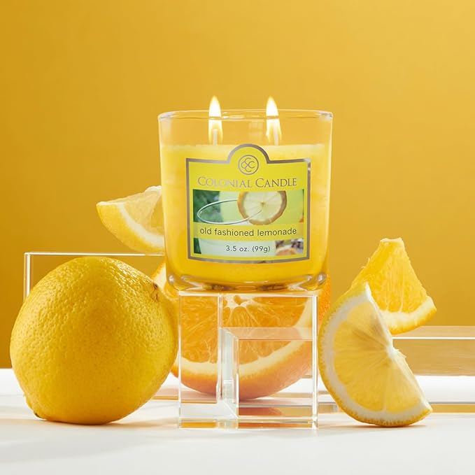 Colonial Candle Old Fashioned Lemonade Jar Candle, 2 Wick, 3.5 oz, Mottled Wax Candle - Bloomnest