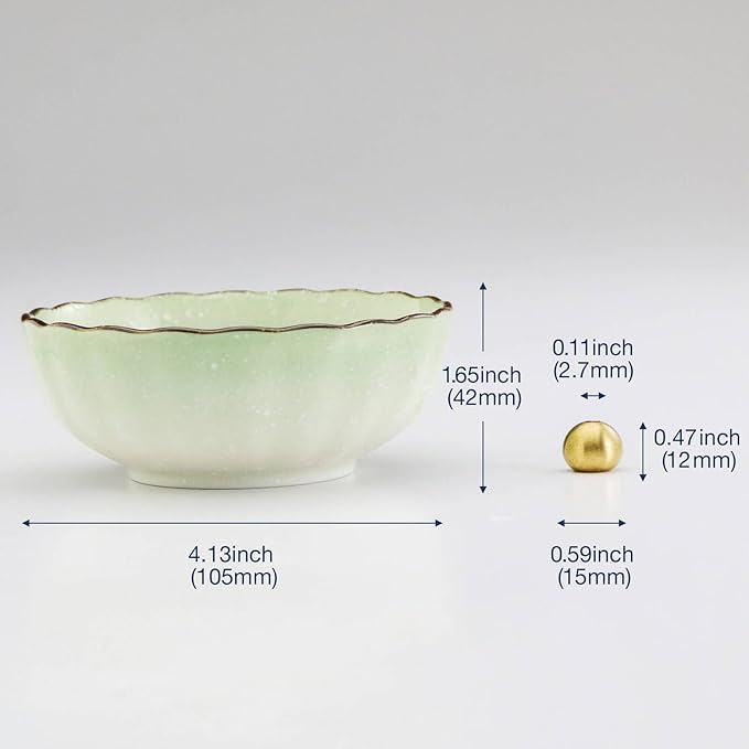 Asayu Japanese Lotus Incense Holder for Sticks 4.1 inch (105mm), Traditional Made in Japan Ceramic Ash Catcher and Brass Incense Burner Set - Light Green - Bloomnest