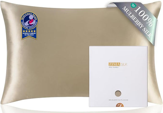 ZIMASILK 100% Pure Mulberry Silk Pillow Cases for Hair and Skin, Soft, Hypoallergenic & Smooth, Both Sides Grade 6A Silk, with Hidden Zipper, Gift for Women Men, 1pc (Queen 20''x30'', Taupe) - Bloomnest