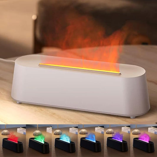 Essential Oil Diffuser, Fireplace Fire Flame Aromatherapy Diffuser, 250ml Cool Mist Humidifier, Scent Aroma Diffuser with 7 Colors Light, Remote Control, Timer & Auto-Off for Home, Room (White) - Bloomnest