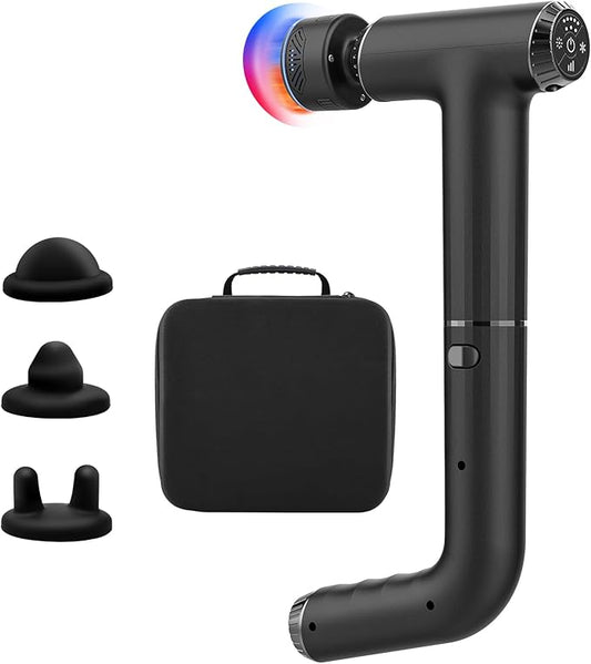 2 in 1 Mini Massage Gun with Extended Handle, B361 Hot and Cold Deep Massager Tissue Back Massage for Athletes for Pain Relief, Handheld Muscle Massager with Carry Case &Silent Brushless Motor - Bloomnest