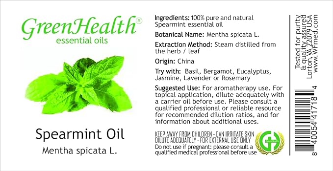 2 fl oz - Spearmint Essential Oil - 100% Pure Essential - GreenHealth Greenals