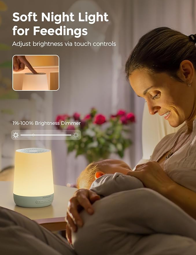 Baby Sound Machine, Momcozy White Noise Machine for Baby Sleeping with Night Light, Toddler Sleep Trainer with 34 Soothing Sounds, Timer, App Remote Control, Personal Sleep Routine(Green) - Bloomnest