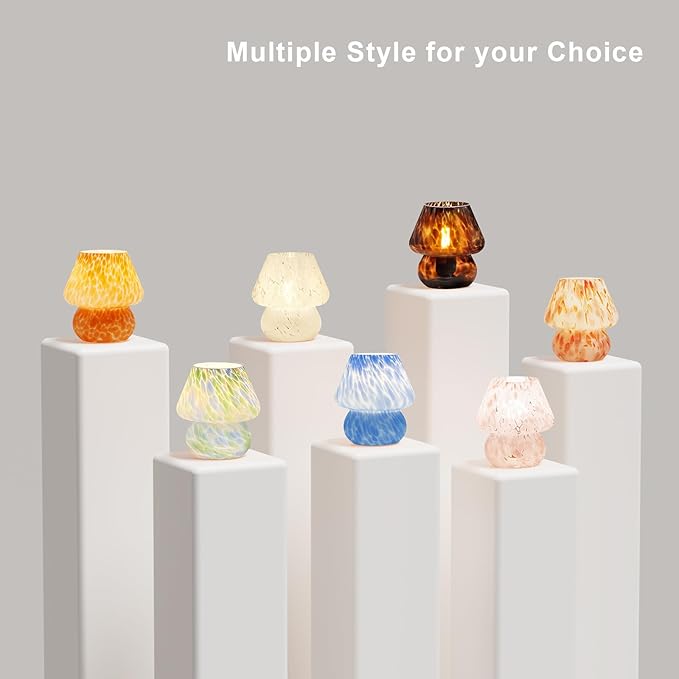 Mushroom Lamp Table Lamp for Bedroom,Small Desk Bedside Lamps for Living Room,Mushroom Decor Cute Mini Modern Mid Century Lamps for Night Stands,Aesthetic Home Living Room Decor(Flame Orange) - Bloomnest