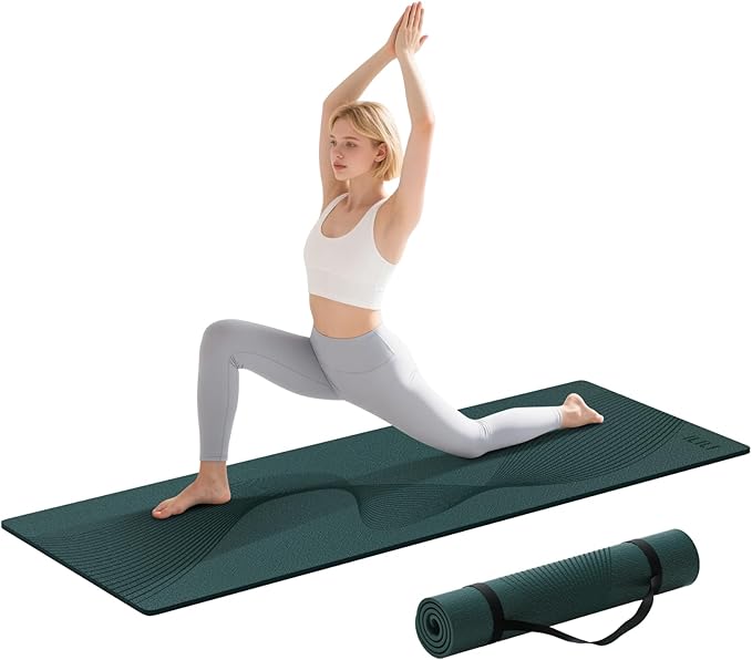 ILILI Yoga Mat, 72x25×0.3 Inch, Non-Slip, TPE Exercise Mat, Tear-Resistant, Fitness Yoga Mat with Carrying Strap, Ideal for Yoga, Pilates, Home Workouts, Stretching & All Fitness Routines