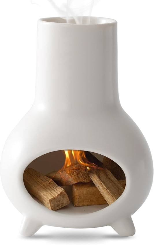 Palo Santo Holder, Handmade Ceramics Incense Burner, Smudge Bowl for Meditation Yoga, Chimeneas Incense Holder, Incense Burner Zen Home Decor (White) IVWOXO