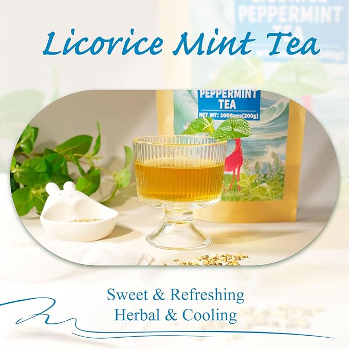 WT WEETEE Licorice Mint Tea Bags 100 Counts, Made 100% Natural & Pure Peppermint & Licorice Root, Naturally Caffeine-free, Sweet & Refreshing - Bloomnest