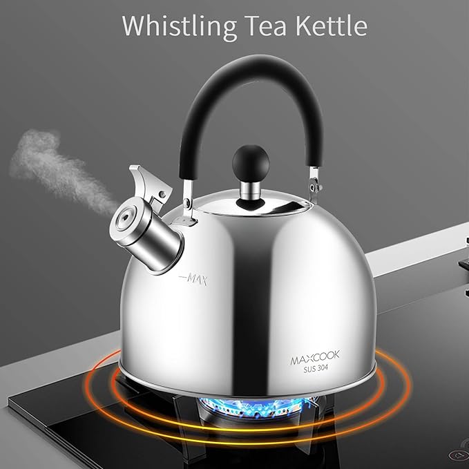 304 Stainless Steel Whistling Tea Kettle 3.17 Quart/3L Tea Pot, Suitable to Boiling Water & Tea on Induction Stove, Gas Stove Top - Bloomnest