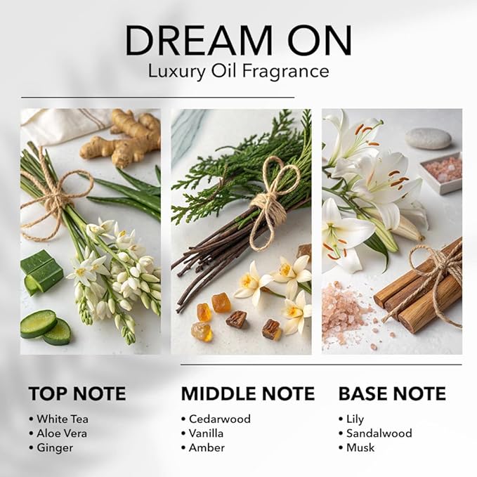 Dream On Diffuser Oil, 50mL 1.6 FL Oz, Luxury Hotel Scent Diffuser Oil for Home, Office & Spa, Fragrance Essential Oils for Aromatherapy, Aloe Vera & Cedarwood - Bloomnest