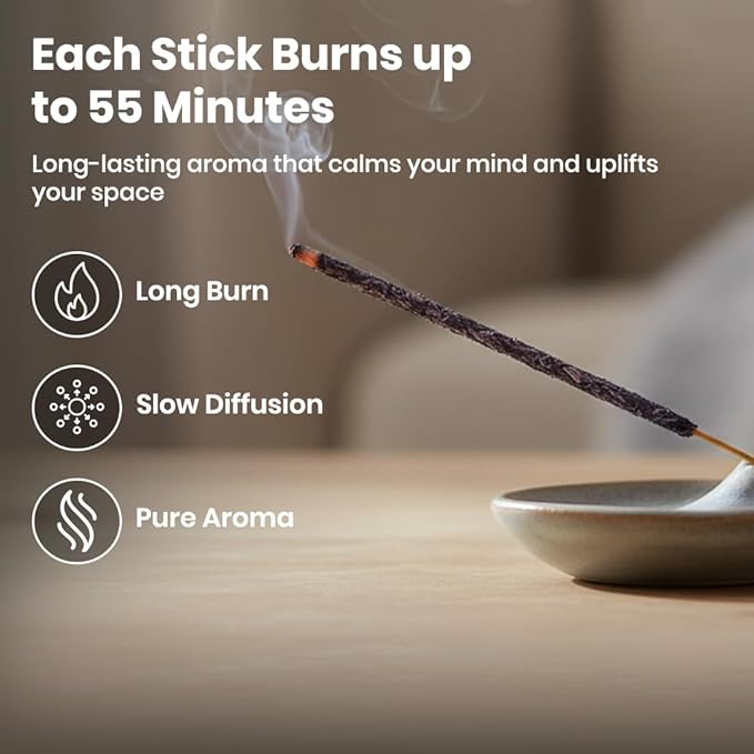 Tulasi Lavender Incense Sticks for Calming (48 Scent Sticks) | with Real Herbs | Long-Lasting 55-Minute Burn | Natural Essential Oils | Perfect for Meditation, Relaxation & Improves Sleep Tulasi