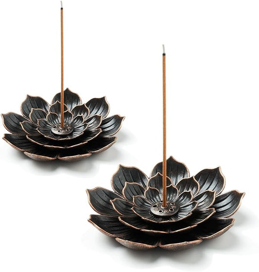 2 Pack Incense Burner, Incense Holder for Sticks, Brass Lotus Incense Stick Holder - Bloomnest
