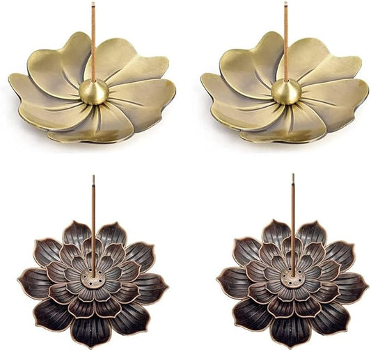 4PCS Lotus Brass Stick Incense Burner Holder,Sandalwood Burner, Stick Censer Household Yoga Studios Buddhism Nasturtium Incense Line Holder - Bloomnest