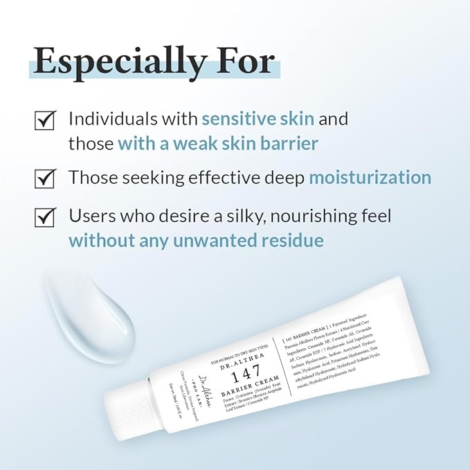 Dr.Althea 147 Barrier Cream | Daily Skin Barrier Care | Deep Hydrating with Hyaluronic Acid & Ceramides | Korean Vegan Skincare for All Skin Types | 1.7 Fl Oz - Bloomnest