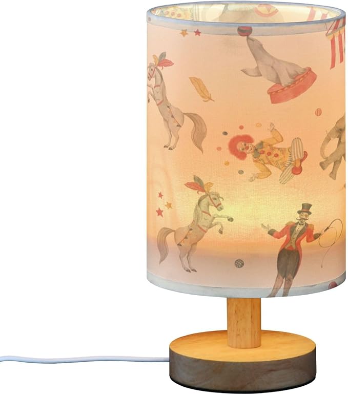 Circus Animals Clown LED Table Lamp with USB Port Night Light Bedroom Lamps for Nightstand Living Room Dorm Home Office Desk - Bloomnest