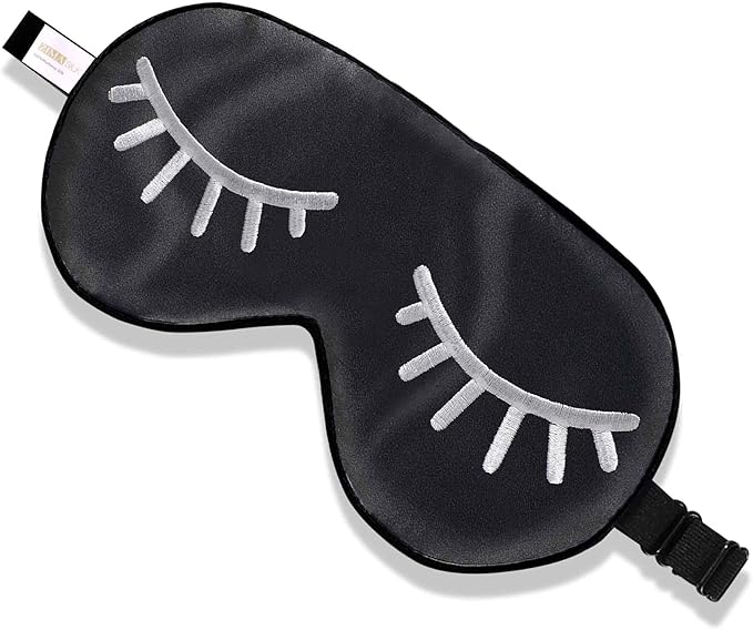ZIMASILK 100% Natural Silk Sleep Mask Blindfold,Adjustable Super-Smooth Soft Eye Mask for Sleep with Bag(Eyelashes) - Bloomnest