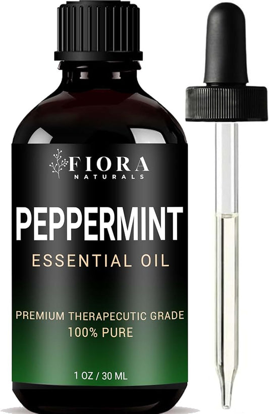 Peppermint Essential Oil by Fiora Naturals - 100% Pure Peppermint Oil for Hair Growth, Skin and Scalp Acne, Diffuser, DIY soap, and Candle Making. Pure Mentha Piperita Oil - Bloomnest