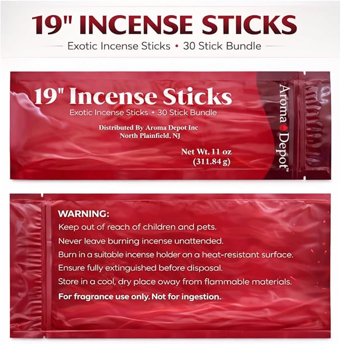 Aroma Depot 19 Inch Black Cherry Incense Sticks – Jumbo 19” Extra Long Charcoal Incense, 27–30 Count (1 Pack), 3–4 Hour Burn AromaDepotInc