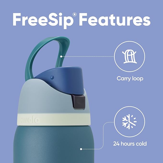 Owala FreeSip Insulated Stainless Steel Water Bottle with Straw, BPA-Free Sports Water Bottle, Great for Travel, 32 Oz, Denim Owala