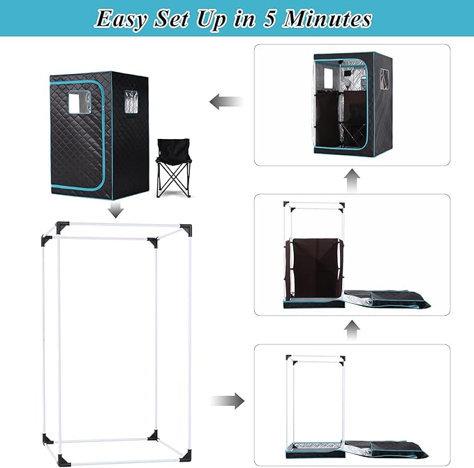 Smartmak Portable Infrared Sauna Box for Home with 660nm Red Light Therapy Lamp, Full Body Dry Sauna Tent, Personal Saunas with 6 Carbon Fiber Panels, Foot Pad, Foldable Chair for Body Recovery Smartmak