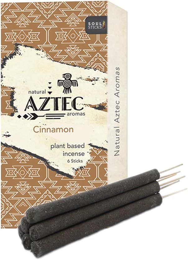 Soul Sticks Aztec Cinnamon Resin Incense Sticks, 90 Hrs Burn Time – 100% Natural, Hand-Rolled & Slow-Burning 6 Pcs| Artisan Blend for Yoga, Meditation, Relaxation, Aromatherapy (Cinnamon)