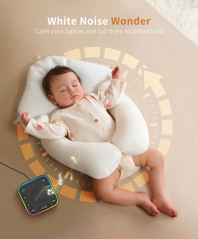 White Noise Sound Machine, Alarm Clock with Sound Machine for Sleeping, White Noise Machine with Digital Clock for Bedrooms, RGB Night Light, 30 Soothing Sounds for Baby Kids Adults - Bloomnest