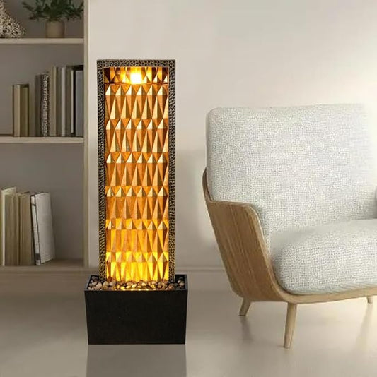 Indoor Water Fountain - 27'' Tall Waterfalls Water Features, Gold Brilliant Design, Decor Your Home, Livingroom,Office,Outdoor Garden, Patio, Backyard - Bloomnest