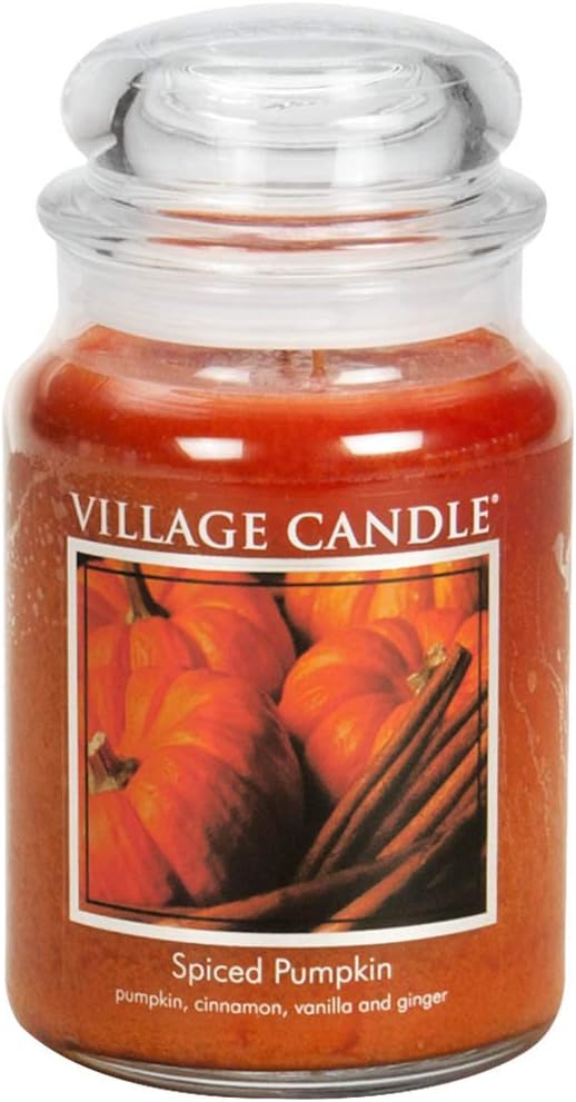 Village Candle Spiced Pumpkin Large Apothecary Jar, Scented Candle, 21.25 oz. - Bloomnest
