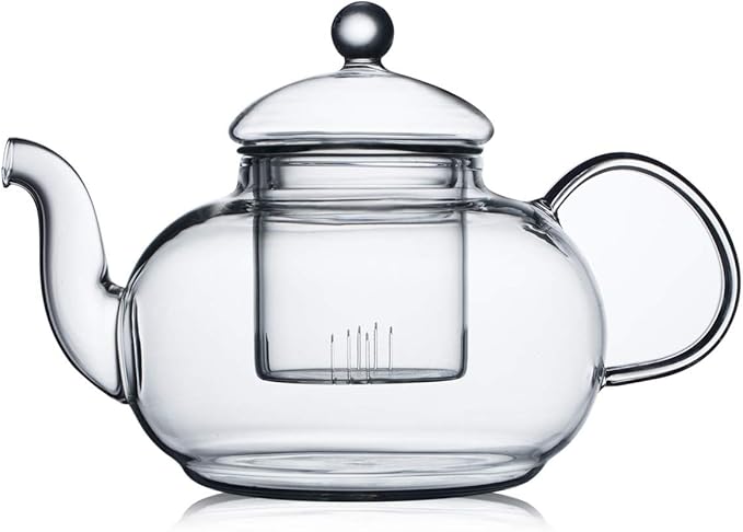 CnGlass 40.6oz/1200ml Glass Teapot with Removable Infuser,Stovetop Safe Tea Kettle,Blooming & Loose Leaf Tea Pot - Bloomnest