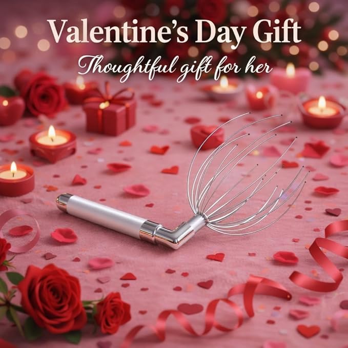Head Massager Scalp, Vibrating Electric Scalp Massagers, Battery Powered Head Scratchers Massager Whisk Hair Massage Relax Tool with 20 Metal Fingers for Stress Relief, ldeal Gift for Women & Men Winyoung