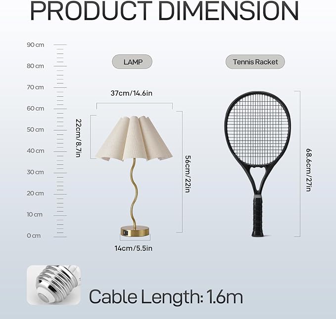 KUNJOULAM Modern Table Lamp, 3 Way Dimmable Touch Lamp USB C Charging Ports, Umbrella Form Fabric Lampshade Desk Lamp for Living Room Bedroom Home Office - Bloomnest