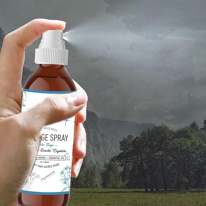SOUL STICKS White Sage with Pearl Smudge Spray – 3.5oz Smokeless Energy Mist – Quartz Crystal & Pearl Infused Aura Cleanser – Spiritual Spray for Emotional Balance, Protection & Inner Peace SoulSticks