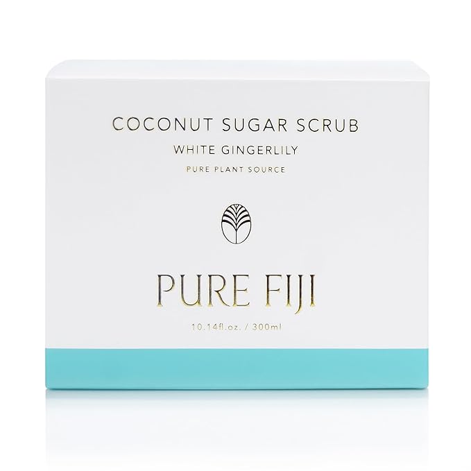 Pure Fiji Coconut Sugar Body Scrub, White Gingerlily (10.14 Oz /300ml) - Bloomnest