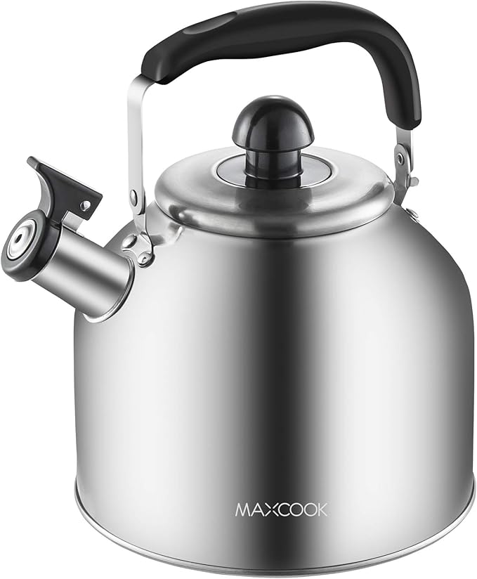 4.2 Quart/4L Stainless Steel Whistling Tea Kettle,Brushed Satin, Suitable to Boiling Water & Tea on Induction Stove, Gas Stove Top - Bloomnest