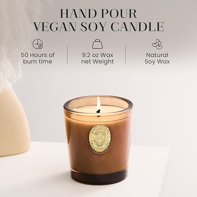 M&SENSE Natural Soy Candle | Hot Cocoa & Brown | 9.2 oz, 50H Burn Time | Luxury Scented Candle for Relaxation, Gifting, Home Décor | Ideal for Bedroom, Office, Party Ambiance - Bloomnest