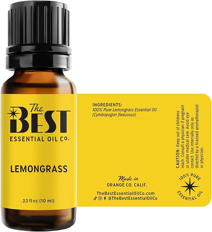 The Best Lemongrass Essential Oil- Premium Grade- 100% Pure & Natural for Aromatherapy, Diffuser, Spa, Massage, Air Freshener- 10 ml (.33 fl oz) - Bloomnest