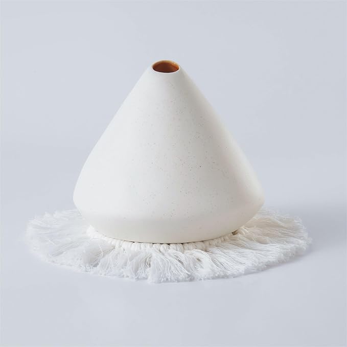 Ceramic Palo Santo Holder Burner,Incense Cone Holder,Mini Chiminea for Palo Santo Sticks and Sage Burner,with Handmade Heat Insulated Mat,Dust Brush,Metal Tweezer. (White) - Bloomnest