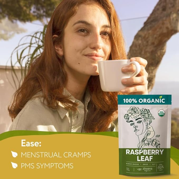 Organic Red Raspberry Leaf Tea – Wild Raspberry Tea for for Pregnancy, Healthy Cycle, Menstrual Cramps – 6oz - Bloomnest