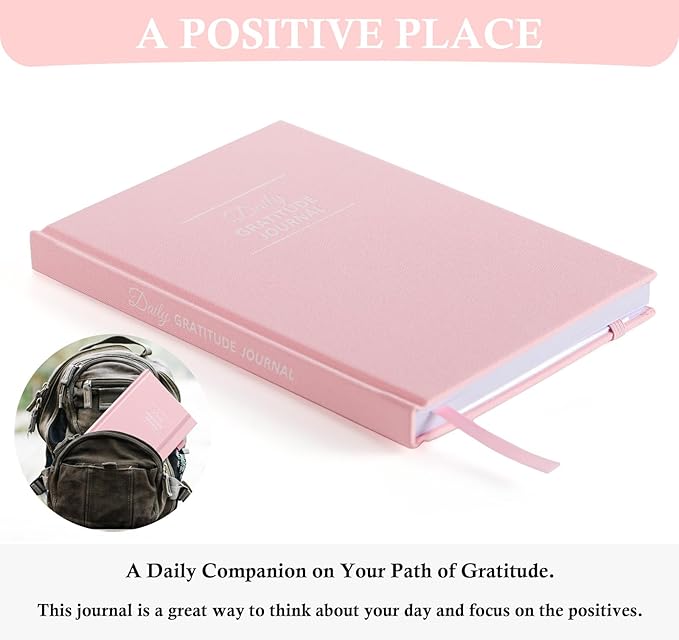 Gratitude Journal with 4 Inspirational Stickers: Undated Daily Gratitude Journal for Women and Men - More Happiness, Affirmation, and Mindfulness in A Few Minutes with Prompts & Quotes (Pink) - Bloomnest