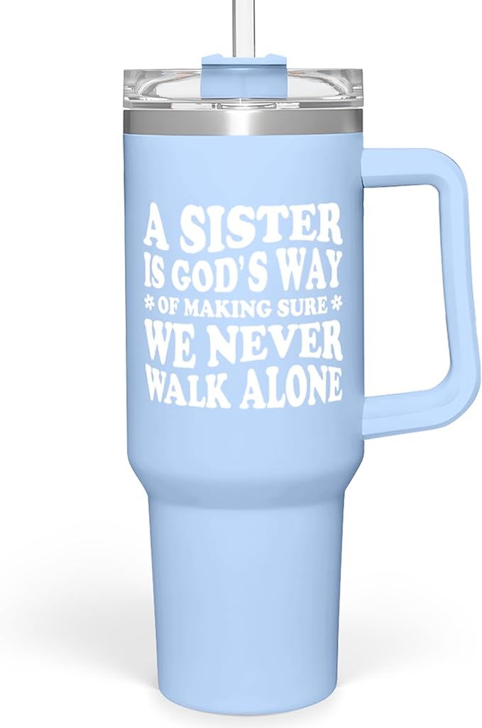 SANDJEST Sisters Gifts from Sister - Tumbler 40oz Stainless Steel Insulated with Handle and Straw Christmas Birthday Friendship Gifts for Soul Sister BFF Bestie Best Friends - Bloomnest