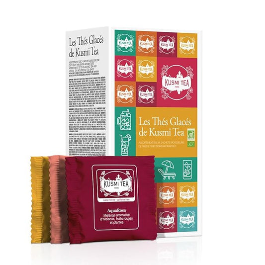 Kusmi Tea - Iced Teas Gift Set - Sampler Assortment Variety Box - Organic Teas - Gift Idea for Men and Women - Flavored Infusions, Hibiscus, Rooibos, Green Tea - 6 Iconic Blends - 24 Tea Bags - Bloomnest