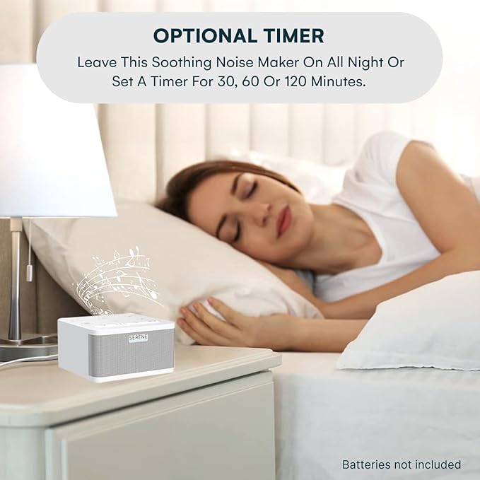 Serene Evolution 30 Sound White Noise Machine - Sleep Machine for Adults, Baby With Rain, Ocean, Pink Noise - Brown - Bloomnest