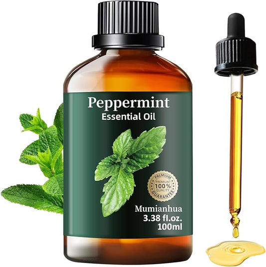 Peppermint Essential Oil Pure, Mumianhua Natural Peppermint Oil for Diffuser, Aromatherapy, Skin, Hair,SPA, DIY, Soap Making,Cleaning 3.38 Fl Oz - Bloomnest