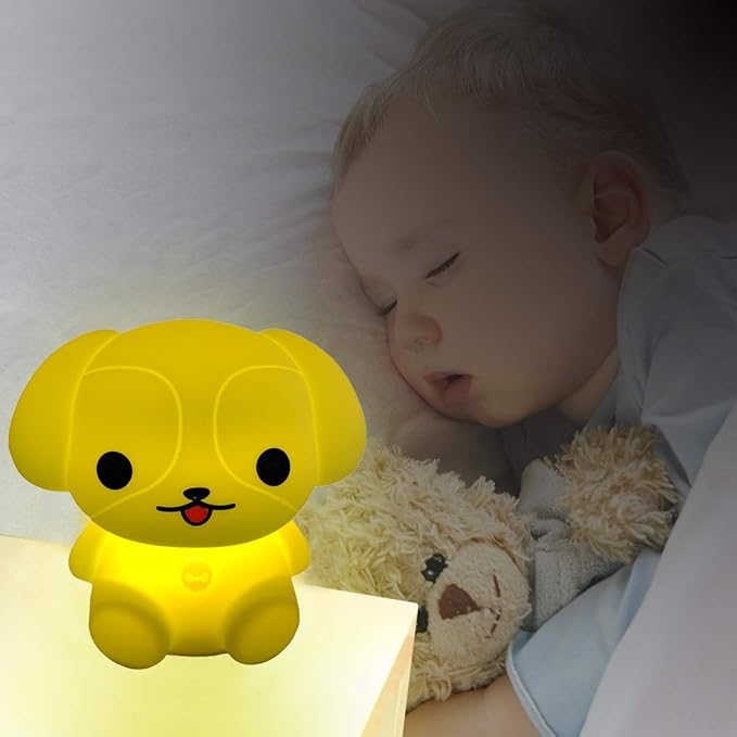 Night Lights Dog Silicone Bedside lamp for Children, Baby Nursery Light Decorative Lamps Decompression Light - Break Resistant/Eye Caring/Adjustable Brightness & Color/Time Setting - Medium - Bloomnest