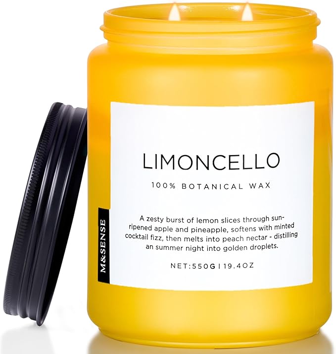 M&SENSE Limocello Summer Scented Candle, 19.4oz 110 Hours Long Lasting Burn Non Toxic Natural Soy Wax Lemon Highly Scented for Home Decor, 2 Wick Relaxing Candle Gifts for Yoga Spa Meditation - Bloomnest