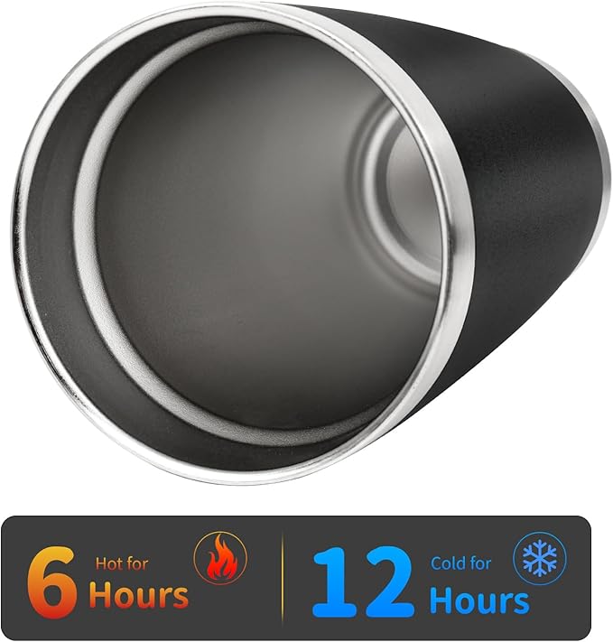 20oz Stainless Steel Tumbler Bulk with Lid, Travel Mug - Double Wall Vacuum Powder Coated Cup - Black, 6 Pack - Bloomnest