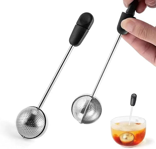 2pack Tea Ball, tea infuser for loose leaf tea, tea strainers for loose tea, stainless steel tea strainer, loose leaf tea steeper, easy clean, tea fine mesh strainer reusable-A (Black) - Bloomnest
