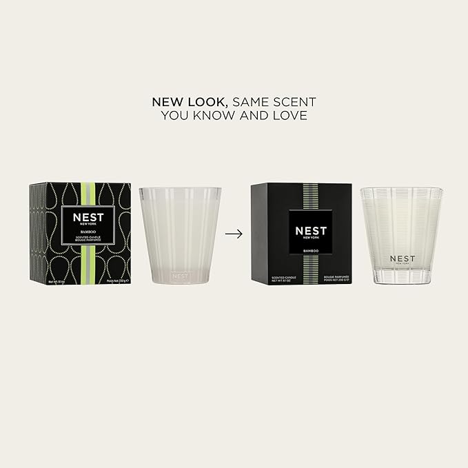 NEST New York Scented Classic Candle, Bamboo - 8.1 oz - Up to 60-Hour Burn Time - Reusable Glass Vessel - Bloomnest