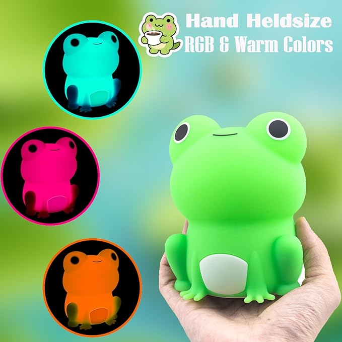 Frog Night Light, Frog Gifts, Cute Silicone Nursery Rechargeable Dimmable Bedside Lamp, Kids' Bedroom Decor, Gift for Children, Teens, Christmas Birthdays - Bloomnest