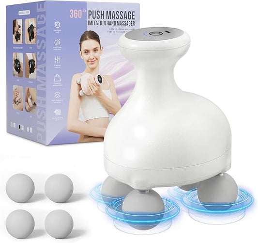 DEITY 4 Heads Handheld Massage Gun Deep Tissue, Electric Body Massager, Percussion Muscle Massager for Easing Shoulder and Back Tension, with Reverse Thrust Function, White - Bloomnest